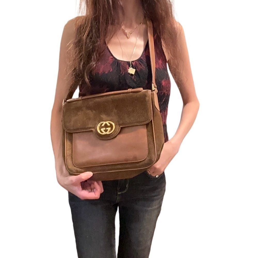 Gucci vintage suede shoulder bag - Picture 5 of 10